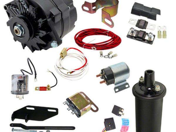 12-Volt 100 Amp Conversion Kit with Electric Key Starter and 5/8-Inch Pulley; Black (48-54 Chevrolet/GMC Truck)