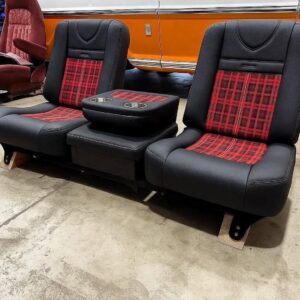 Black/Red Plaited C10 Bucket Seat With Center Console fits 60–66 67–72 73–87