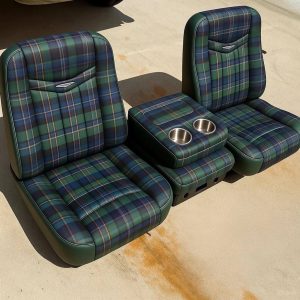 Custom Green Plaid Seats for 1988–1998 Chevy C10 OBS