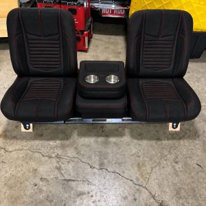 Bucket seat for C10 made in Black Suede and Red Stitching
