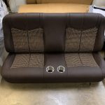Classic Bench seat in Dark Brown vinyl + Houndstooth plaid inserts.