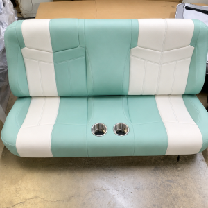 Bench Seat in Seafoam green vinyl with white accents