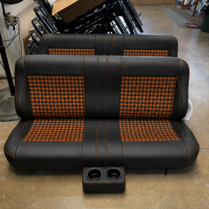 Bench Seat in Black and Orange houndstooth