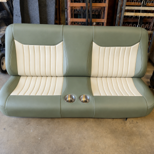 Sage Green vinyl Bench Seat with Cream inserts